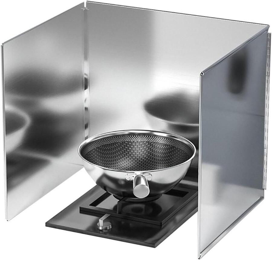 Spatbescherming Keuken Vetvanger Kookplaat Koken Zonder Knoeien Hittebestendig Roestvrij Staal Opvouwbaar Zilverkleurig