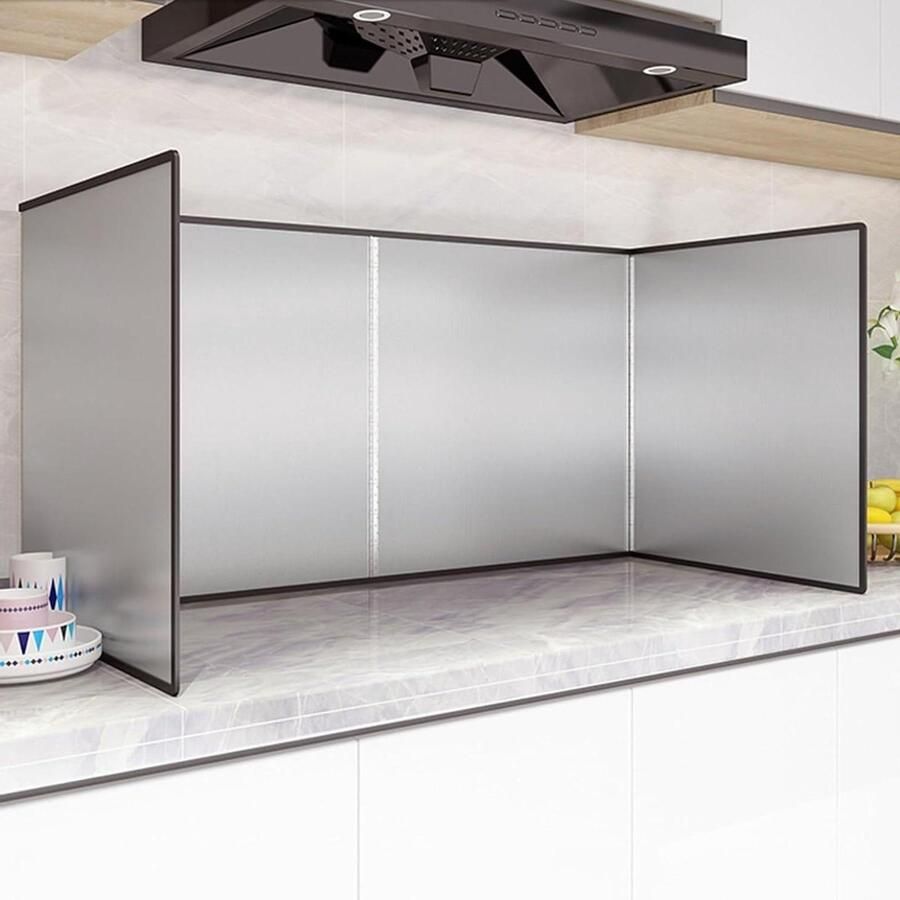 Spatbeschermer Keuken Vetvanger Spatscherm Koken Zonder Vlekken Opvouwbaar Ontwerp 40 x 80 cm Zilver