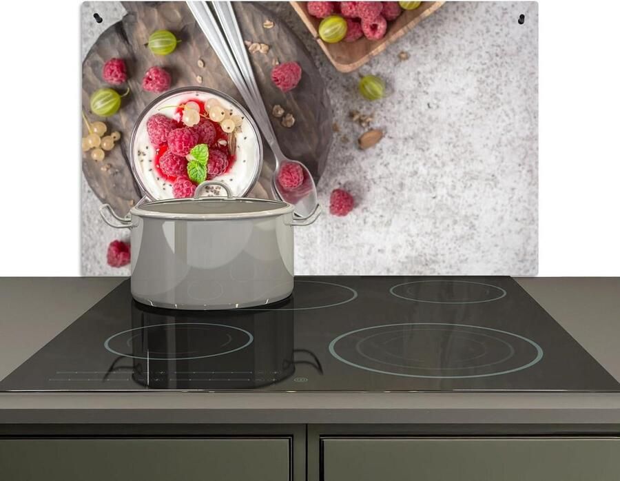 Spatbeschermer Keuken Wandpaneel Achter Fornuis Koken en Reinigen Dubbele Functie 51.5x83cm Dessert Fruit
