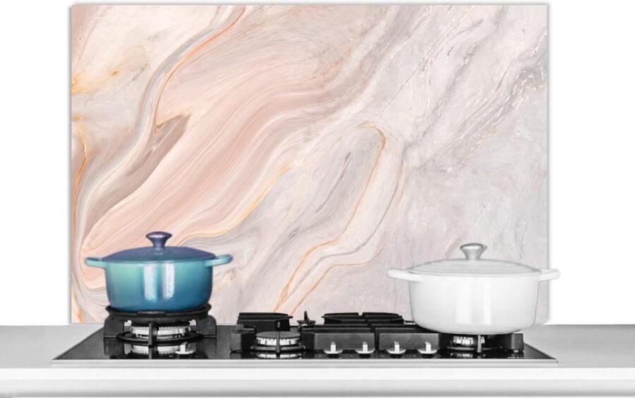 Spatbeschermer Keuken Wandpaneel Achterwand Koken Beschermen Luxe Aluminium 100x65 cm Marmer Abstract