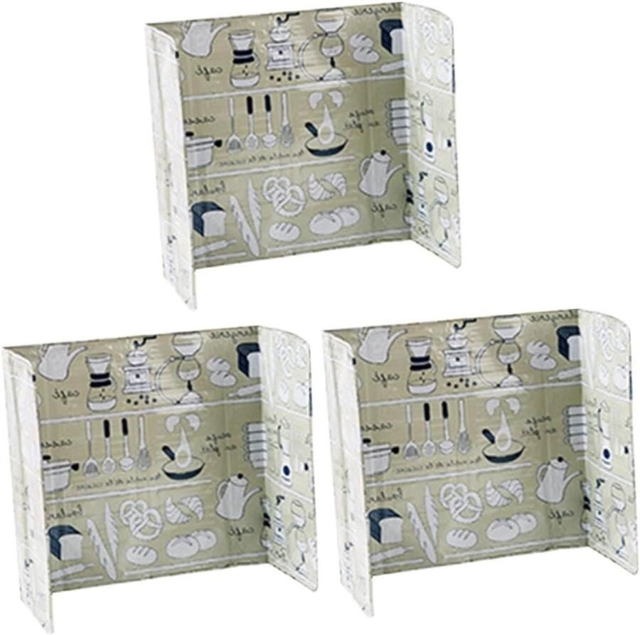 Spatbeschermers Keuken Vetvangers Olie Schoon Koken Drie Scharnierende Panelen 84 x 39 cm Zilverkleurig