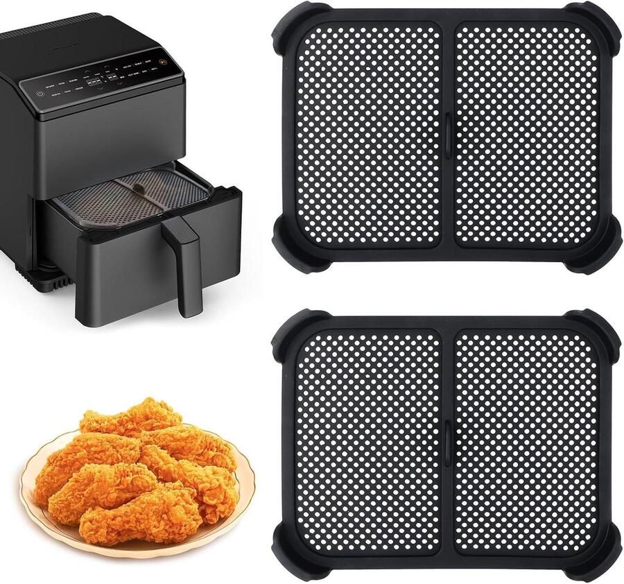 Spatbescherming 2 stuks accessoires voor heteluchtfriteuse roestvrij staal siliconen spatbescherming voor Ninja Foodi AF400EU en AF451EU