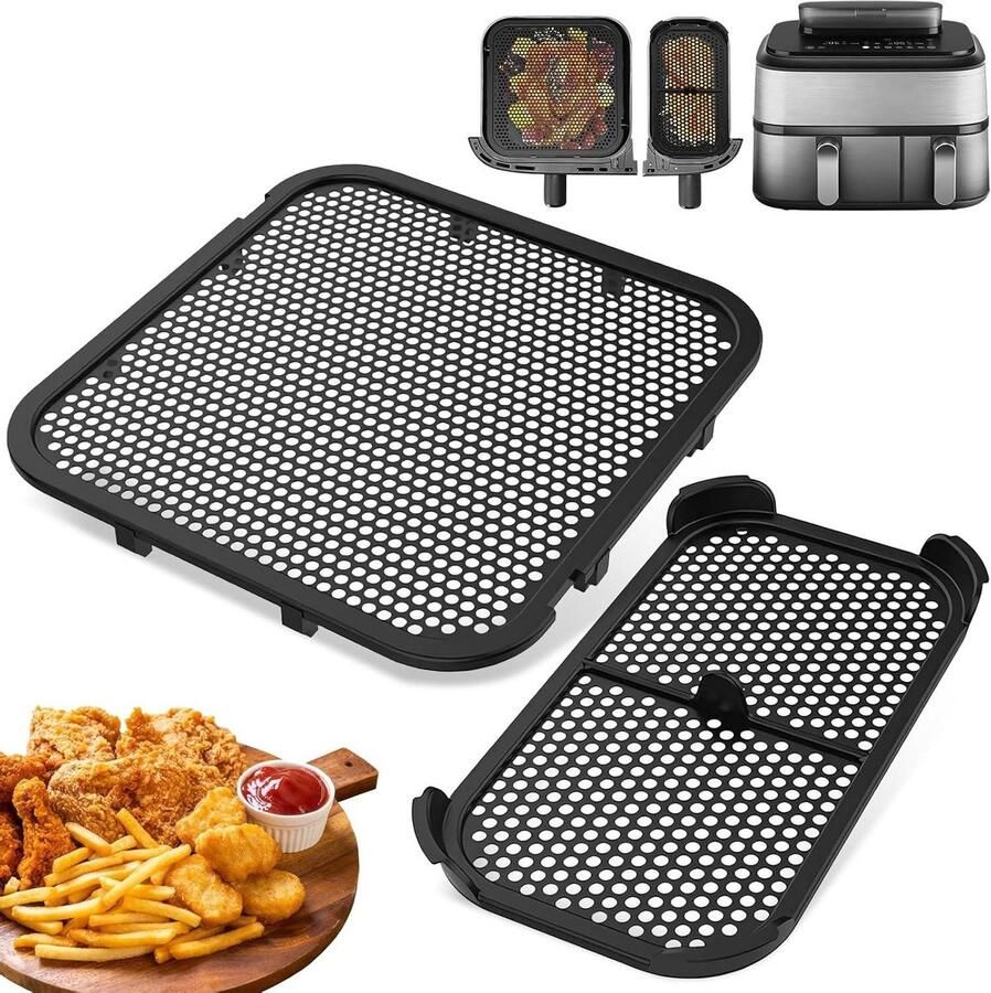 Spatbescherming Airfryer Manden Accessoires Airfryer Schone Airfryer Houden Herbruikbaar Siliconen Materiaal 20.3 x 20.3 cm Zwart