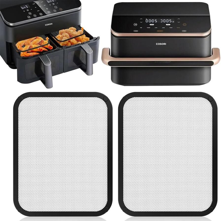 Spatbescherming Airfryer Vetvanger Net Apparaat Schoonhouden Roestvrij Staal 22 x 19 cm Zwart