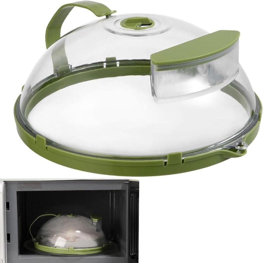 Spatbescherming Deksel Magnetron Deksel Voedsel Opwarmen Met Stoomfunctie 26 x 10 cm Groen