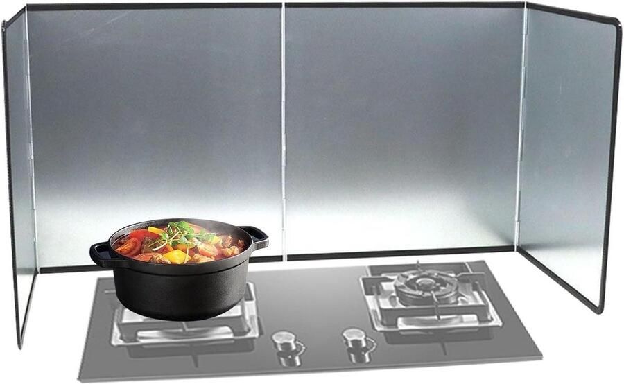 Spatbescherming Frituren Vetvanger Deksel Schoon Koken Opvouwbaar Ontwerp 40 x 30 cm Zilverkleurig