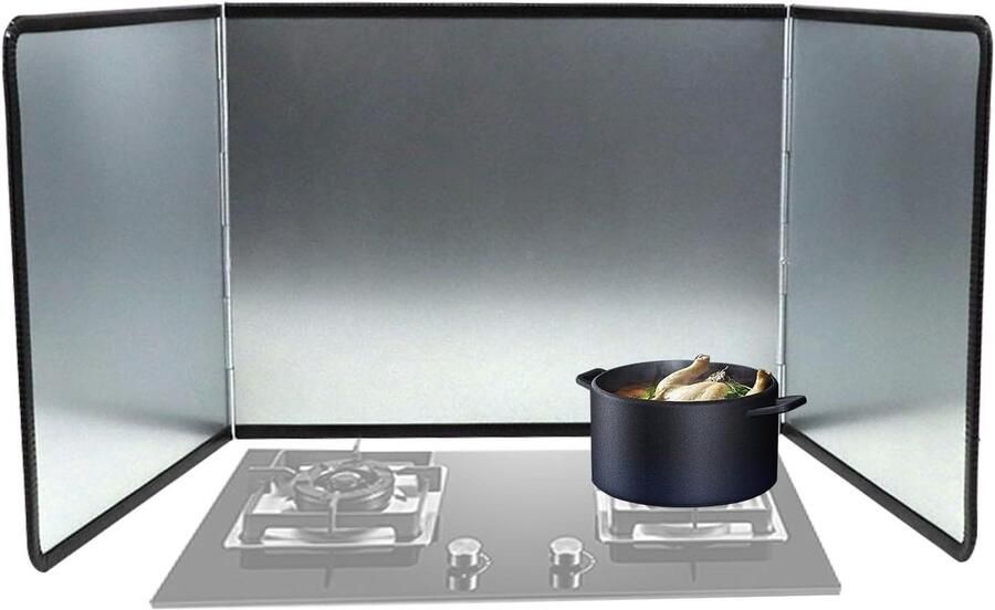Spatbescherming Frituren Vetvanger Kookplaat Schoon Koken Inklapbaar Ontwerp 40 x 30 cm Zilver