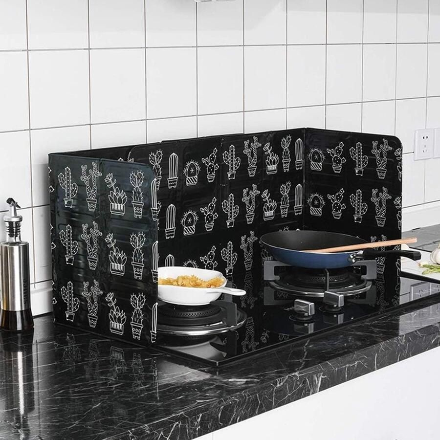 Spatbescherming Keuken Gasfornuis Bescherming Koken Zonder Vlekken Opvouwbaar Ontwerp 84.5 x 32.7 cm Zilver