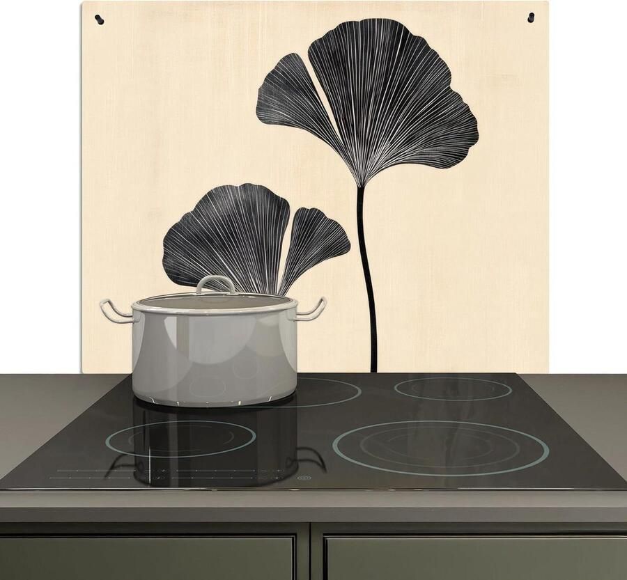 Spatbescherming Keuken Kookplaat Achterwand Keuken Beschermen 2-in-1 Functie 51.6x57.6 cm Bladeren Minimalistisch