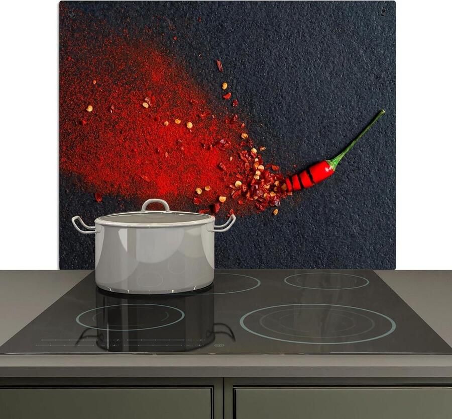 Spatbescherming Keuken Kookplaat Achterwand Koken en Beschermen 2-in-1 Functie 52x60 cm Peper Kruiden