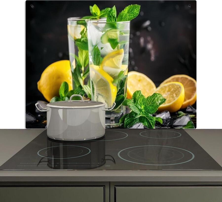 Spatbescherming Keuken Kookplaat Achterwand Muur Beschermen 2-in-1 Functie 51x77 cm Water Glas