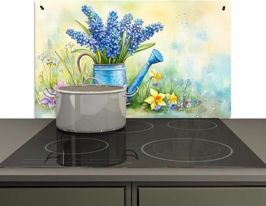 Spatbescherming Keuken Kookplaat Achterwand Schoon Houden 2-in-1 Functionaliteit 52 x 91 cm Lavendel Bloesems