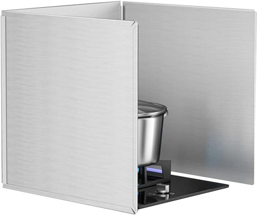 Spatbescherming Keuken Vet Scherm Koken Zonder Knoei Opvouwbaar Ontwerp Verdikt Staal Zilverkleurig