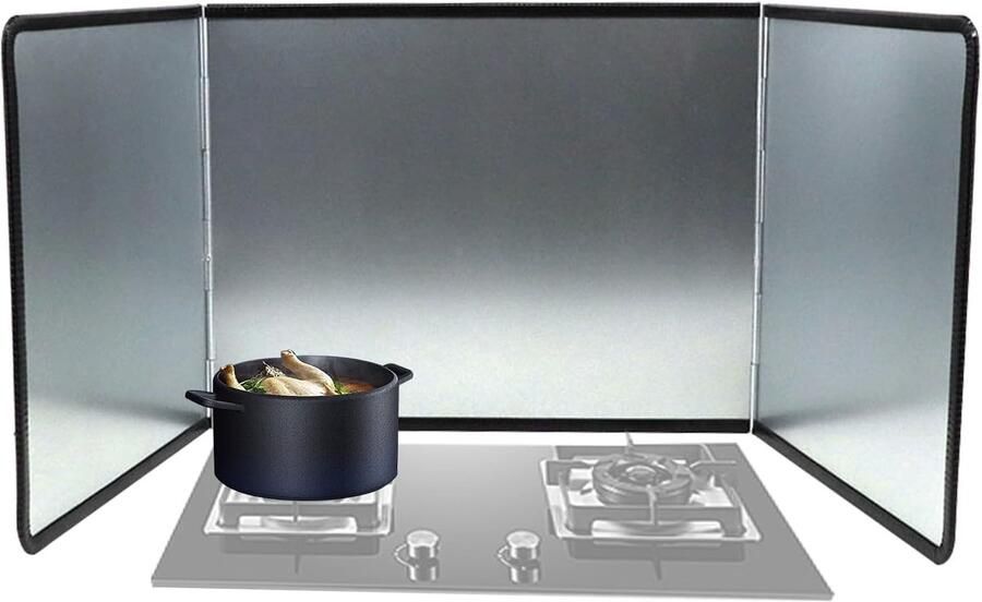 Spatbescherming Keuken Vetschild Opvouwbaar Schoon Koken Niet-klevend Oppervlak 39x30 cm Zilver