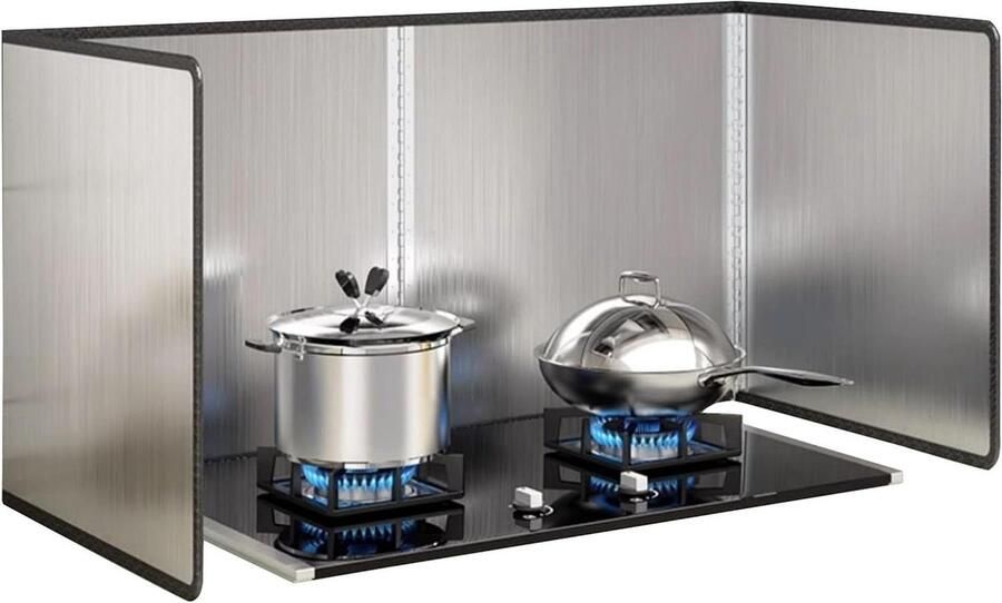 Fornuis Spatscherm Keuken Afscherming Schoon Koken Opvouwbaar Ontwerp 75x80x45cm Zilver