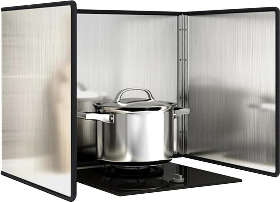 Spatbeschermer Keuken Vetvanger Spatscherm Koken en Bakken Opvouwbaar Roestvrij Staal 40x40x40cm Zilver