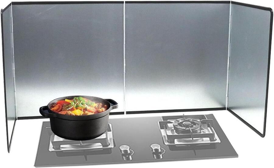 Spatbescherming Keuken Vetvanger Spatscherm Schoon Koken Inklapbaar Ontwerp 40 x 30 cm Zilver
