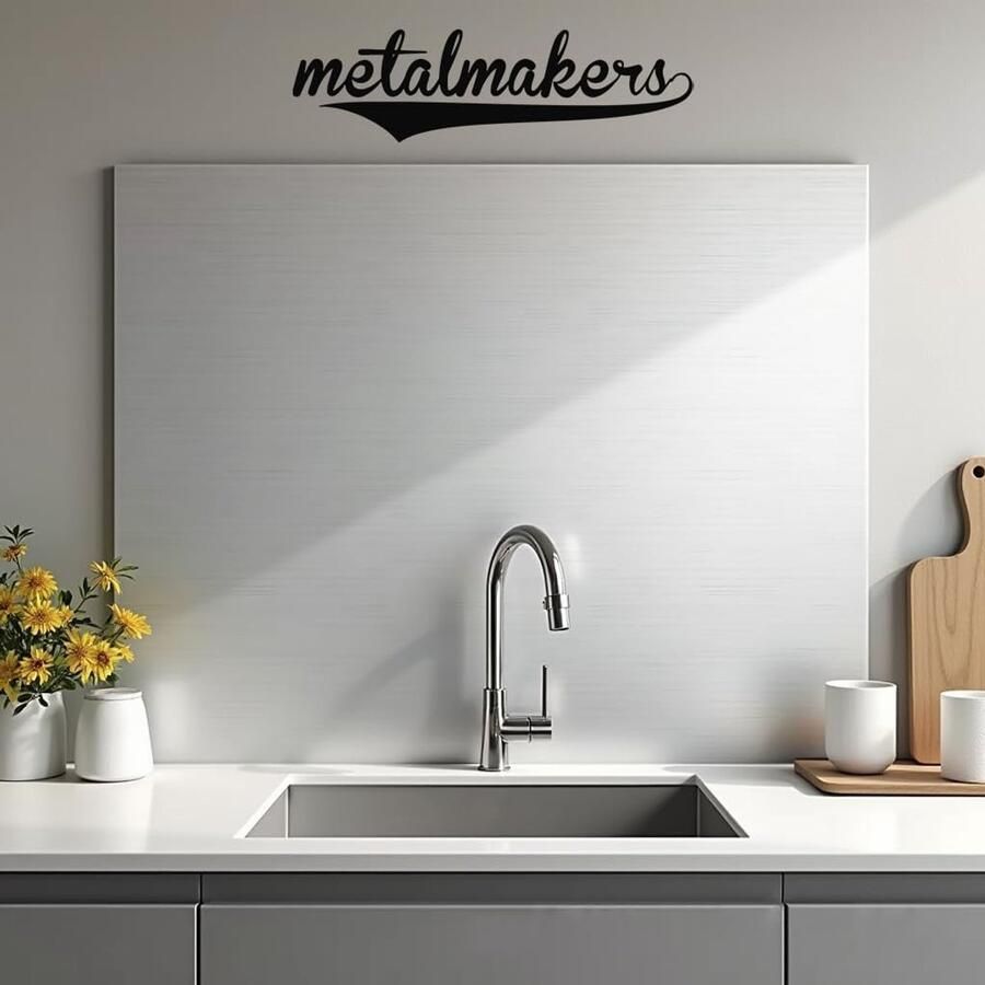 Spatbescherming Keuken Wandpaneel Aluminium Bescherming Koken Krasbestendig Materiaal 60 x 70 cm Geborsteld