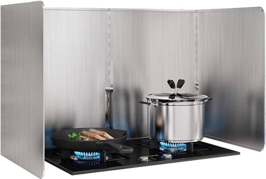 Spatbescherming Koken Olie Barrière Voorkom Kookspetters Opvouwbaar Ontwerp Roestvrij Staal Zilver