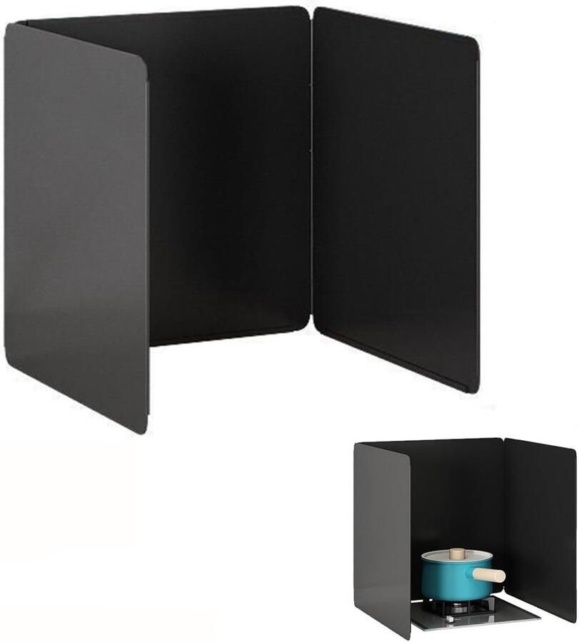 Spatbescherming Koken Oliebarrière Vetscherm Keuken Beschermen Opvouwbaar Koolstofstaal 50x50x40 cm Pakket Zwart