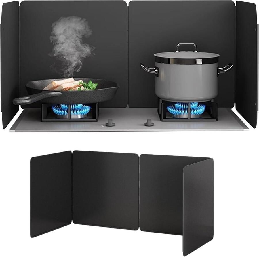 Spatbescherming Kookfornuis Olie Guard Schoon Koken Opvouwbaar Ontwerp 30x40x80cm Zwart - Foto 1