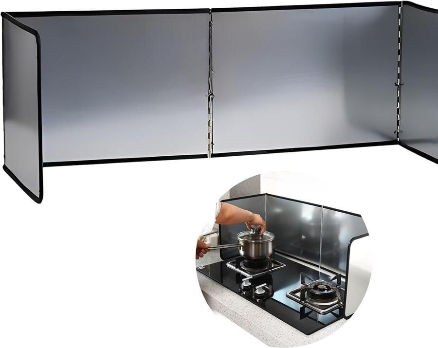 Spatbescherming Kookplaat Vetvanger Schoon Koken Aluminium Materiaal 42 x 31 cm Zilverkleurig