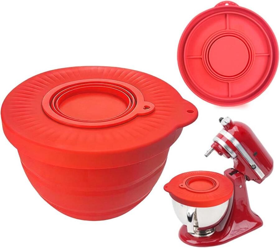 Spatbescherming Mengkom Keukenmachine Inzet Spatscherm Bakken en Koken Morsvrij Ontwerp Diameter 23.4 cm Rood
