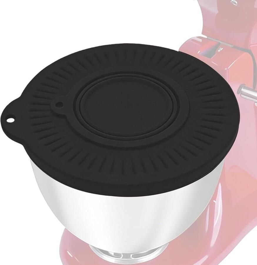 Spatbescherming Mixer Deksel Mengkom Schoon Koken Hittebestendig Siliconen 4.7L Kom Zwart