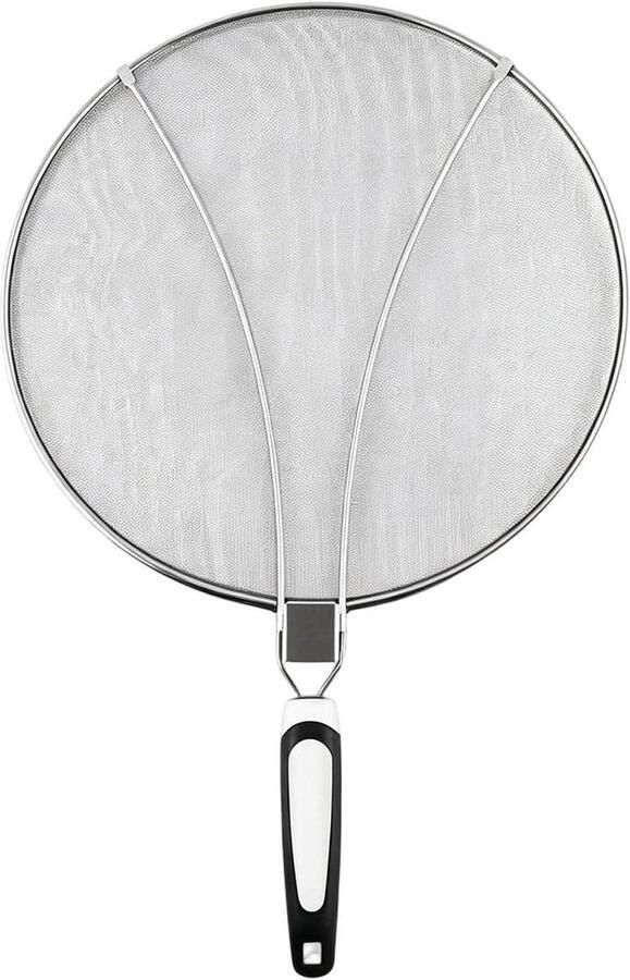 Spatbescherming Pan Vetvanger Keuken Veilig Koken Fijnmazig Roestvrij Staal 29 cm Diameter Zilverkleurig