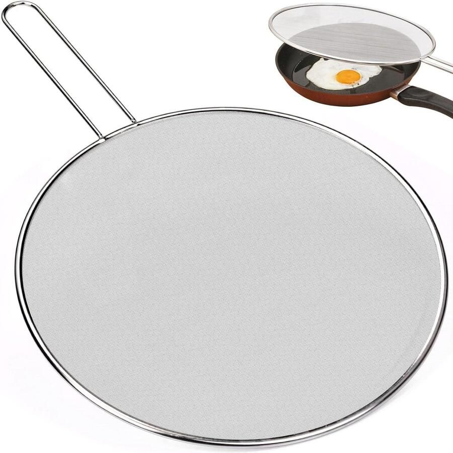 Spatbescherming Pannen Spuitdeksel Keuken Veilig Koken Roestvrij Staal 33 cm Zilver