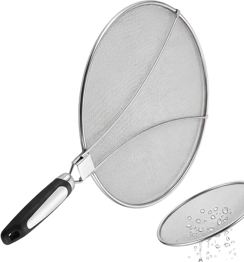 Spatdeksel Keuken Vetvanger Deksel Koken Zonder Vlekken Fijn RVS Gaas 29 cm Diameter Zilver