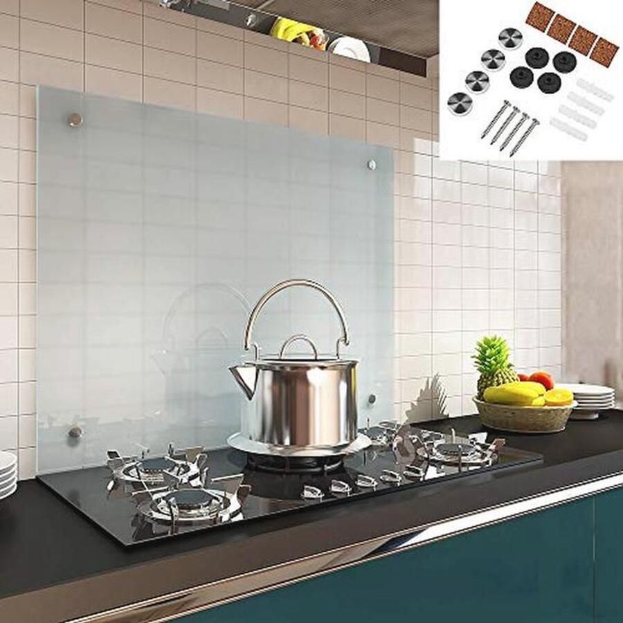 Spatbescherming voor Keukenachterwand van 6 mm ESG-veiligheidsglas Hittebestendige Glasplaat voor Fornuis en Tegels