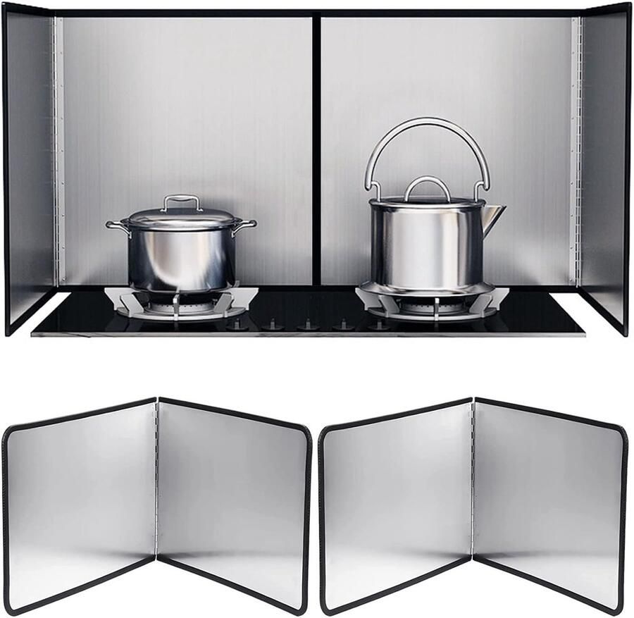 Spatbescherming vouwwand spatbescherming fornuis opvouwbare anti-spat schild met antiaanbaklaag spatbescherming keukenachterwand keuken spatplaat pannen spatbescherming keuken 30 x 40 cm