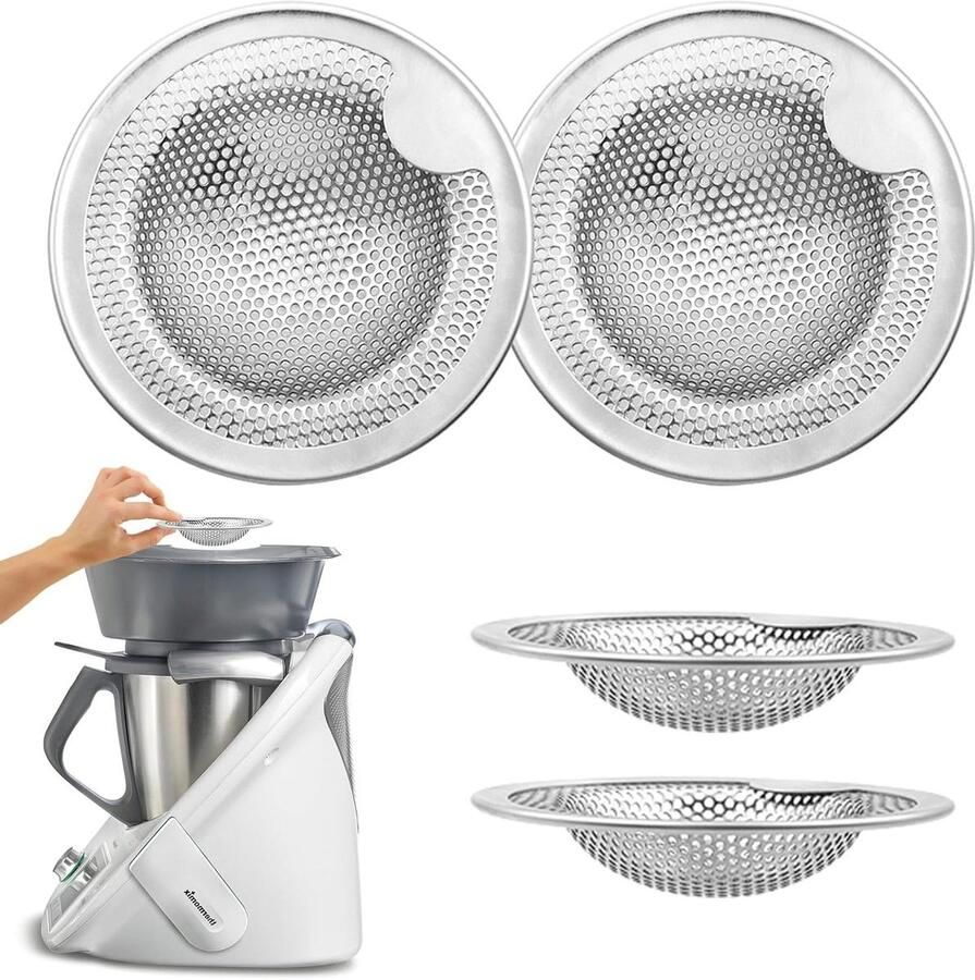 Spatbescherming Zeef Keukenmachine Accessoire Koken en Mixen Roestvrij Staal 4 Stuks Zilver