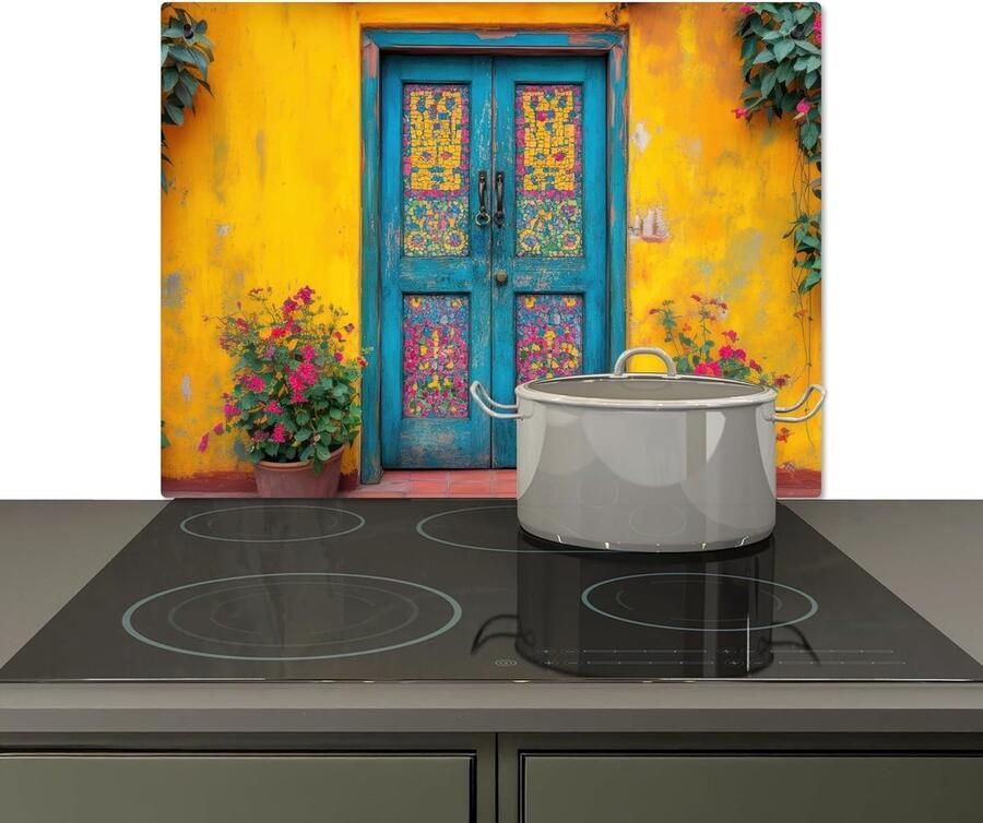 Spatbord Keuken Muur Beschermer Koken en Reinigen 2-in-1 Functie 52x71 cm Kleurrijk