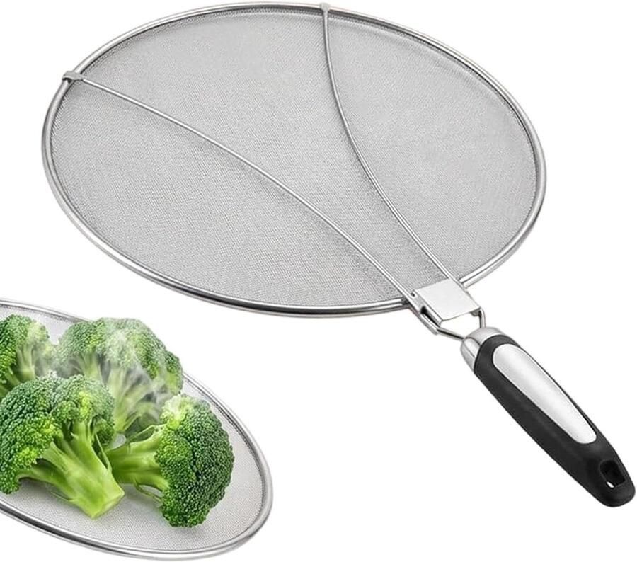 Spatdeksel Keuken Olie Scherm Schoon Koken Fijn Gaas 29 cm Zilver
