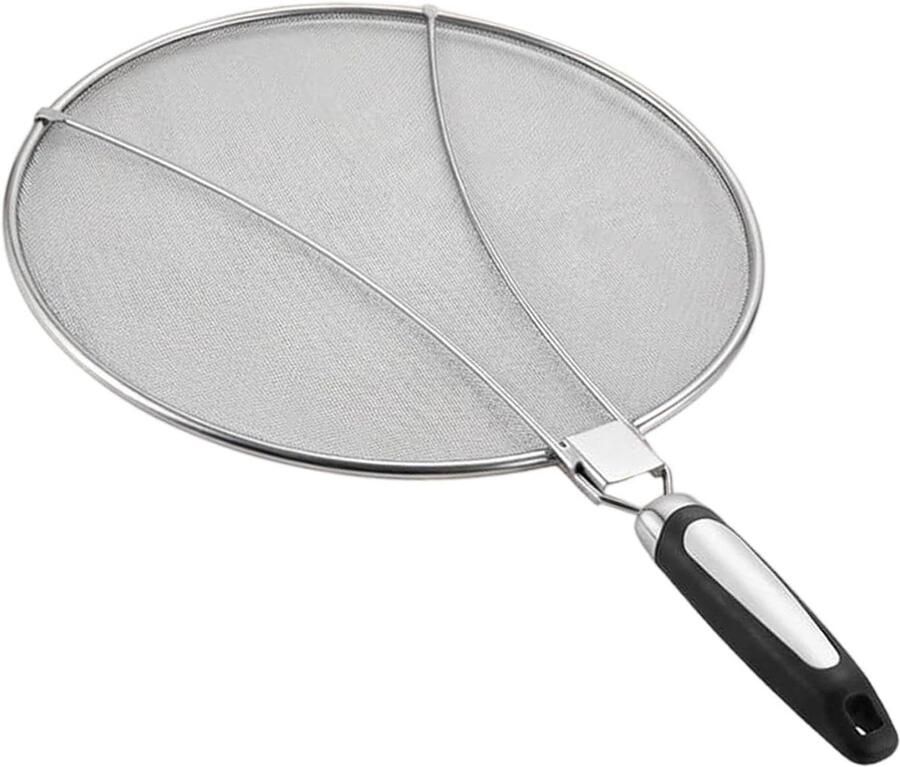 Spatdeksel Roestvrij Staal Vetvanger Keuken Schoon Koken Fijnmazige Bescherming 31.6 x 29.3 cm Zilverkleurig