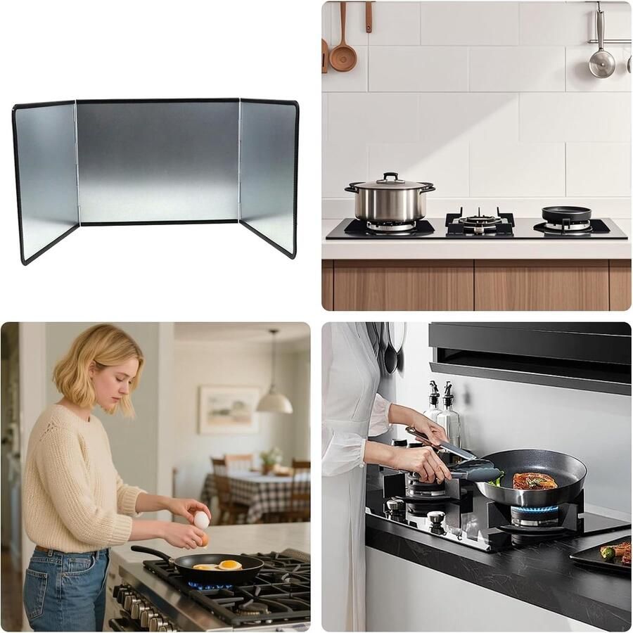 Spatdeksel Keuken Vetvanger Schoon Koken Opvouwbaar Ontwerp 39 cm Zilverkleurig