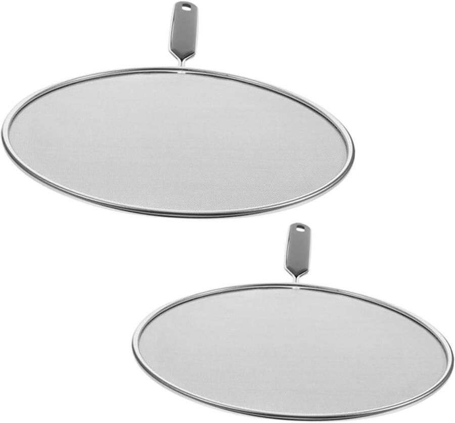 Spatdeksels Spatscherm Koekenpan Veilig Koken Fijnmazig Gaasontwerp 2 stuks 48x30cm & 40x25cm Zilver