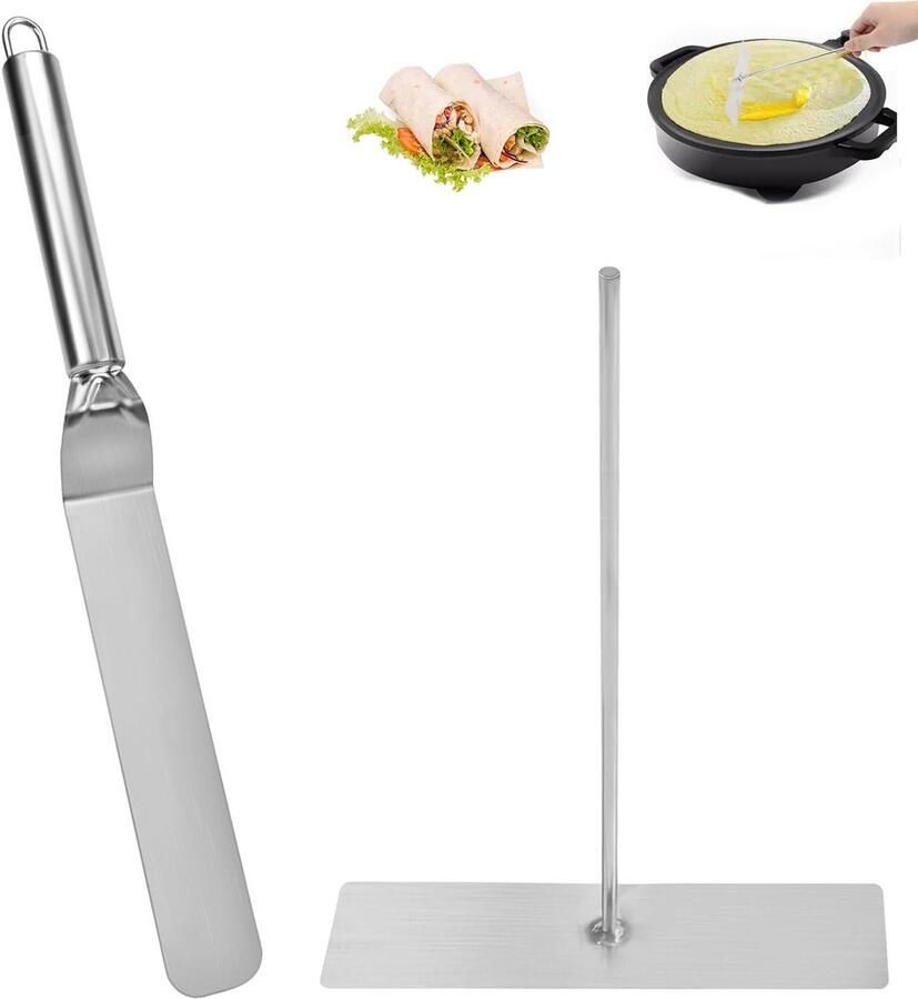 Spatel en Deegverdeler Pannenkoek Gereedschap Gebak Maken Glad Oppervlak 31 cm Lengte Zilverkleurig