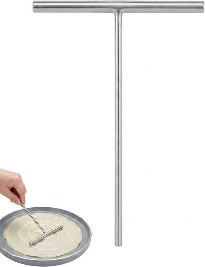 Spatel Roestvrij Staal T-vorm spatel Pannenkoeken Bakken Gelijkmatige Deegverdeling 18 cm Handvat Zilverkleurig