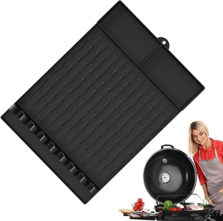 Spatelhouder Grillplaat Onderlegger Mat Barbecue Organisatie Hittebestendig Ontwerp 425 cm Lengte Zwart