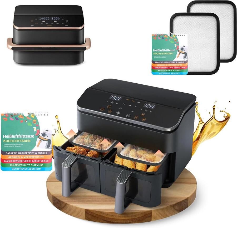 2-delige hittebestendige spatkap voor Cosori Airfryer met 2 compartimenten 8 5L Dual Zone TwinFry 10L Airfryeraccessoires voor COSORI CAF-R901-AEU GADITIEK
