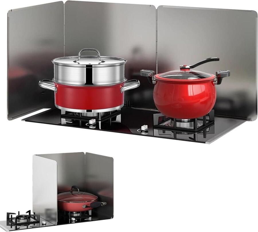 Spatscherm for fornuis Vetvanger Koken beschermen Opvouwbaar ontwerp 2 stuks Zilver