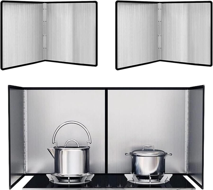 Spatscherm fornuis Opvouwbaar RVS Koken en frituren Opvouwbaar ontwerp 30x40cm Zilverkleurig