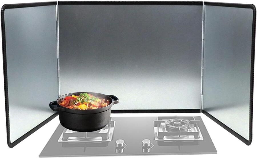 Spatscherm Friteuse Bescherming Keuken Vetspatten Vangen Opvouwbaar Ontwerp Klein Zilver
