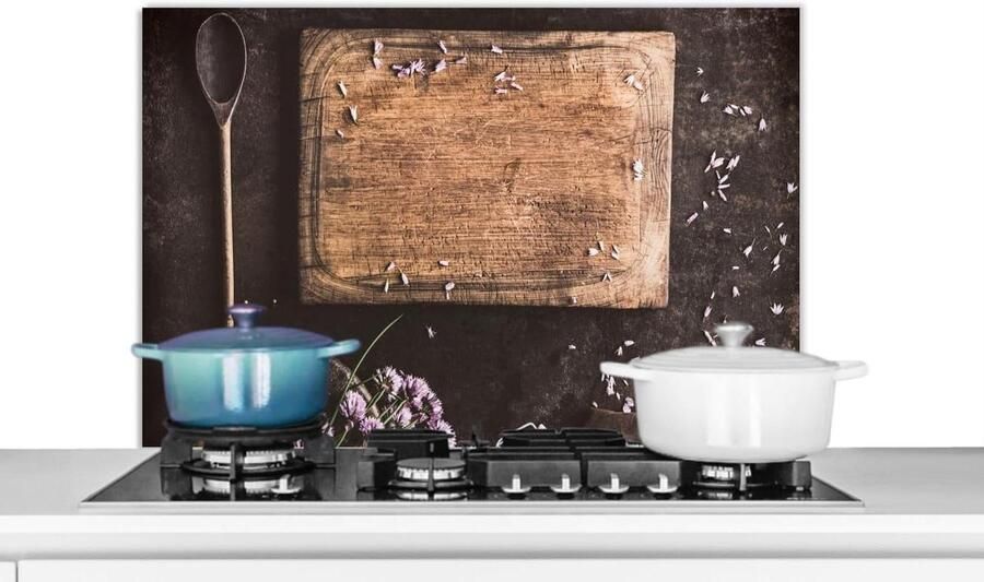 Spatscherm Keuken Achterwand Beschermer Kookplaat Beschermen Hittebestendig Metaal 80x55 cm Snijplank