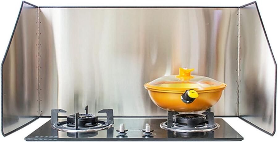 Spatscherm Keuken Beschermschild Koken Olie Spatten Voorkomen Opvouwbaar Ontwerp 85 x 60 x 50cm Zilverkleurig