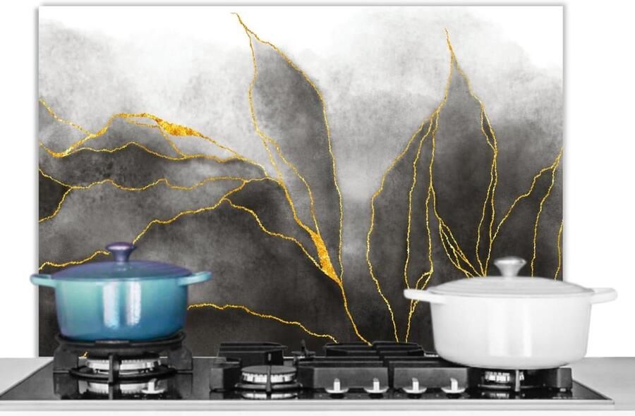Spatscherm Keuken Muur Beschermer Koken Beschermen Hittebestendig Aluminium 80x55 cm Marmerlook
