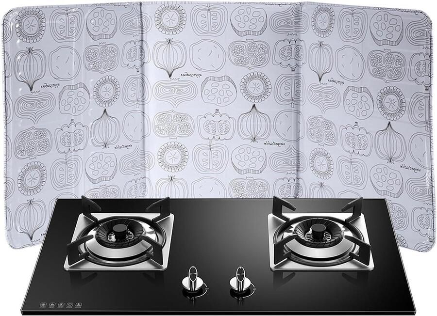 Spatscherm Keuken Olie Scherm Schoon Koken Drie Scharnierende Panelen 39 x 84 cm Zilver